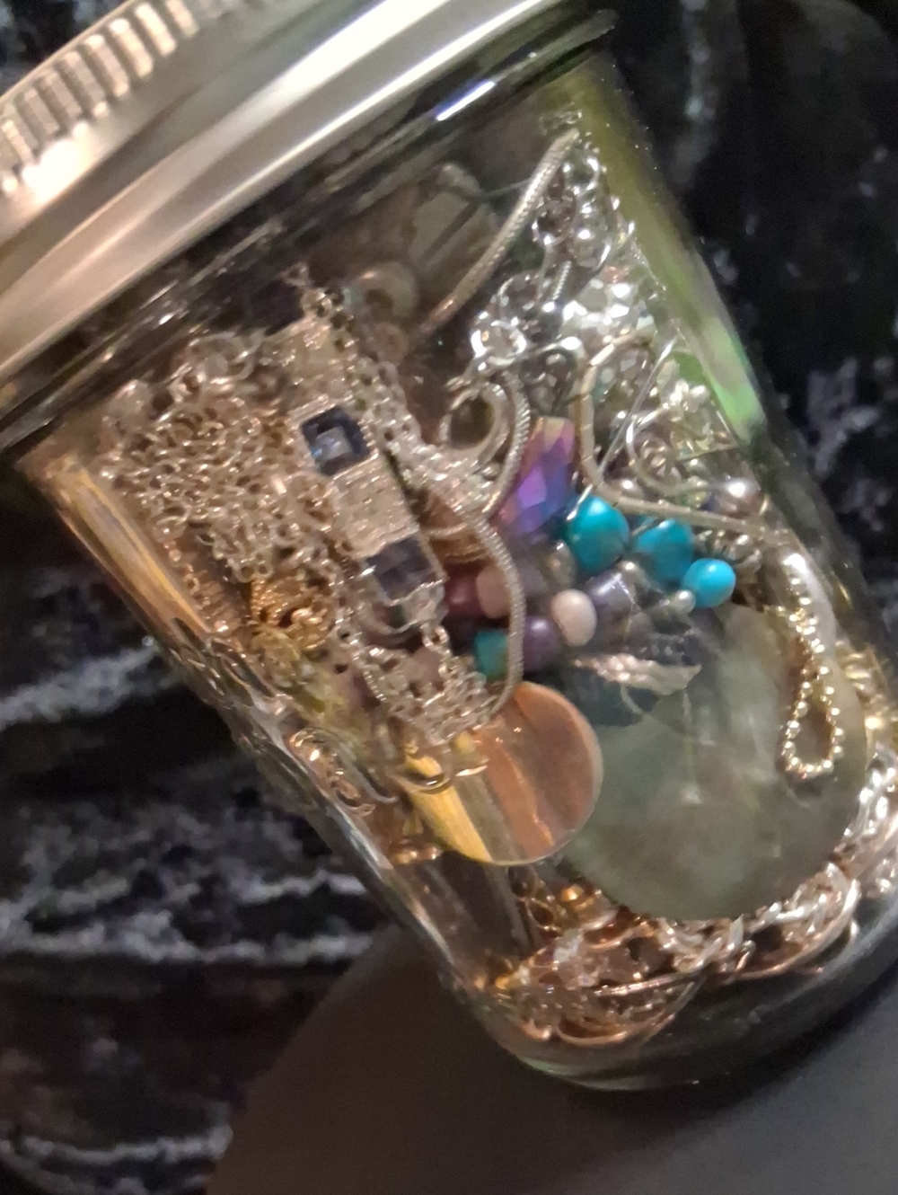 Jewelry Jar Silver & Gold Vintage To Modern Earrings Necklaces Bracelets.